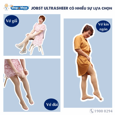 Vớ y khoa đùi silicone JOBST UltraSheer - Siêu mỏng, màu đen, kín ngón, 20-30mmHg, giãn tĩnh mạch chân (Tất y khoa)