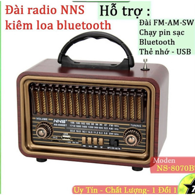ĐÀI FM NNS NS-8070BT Cổ Điển Retro Đài Phát Thanh Fm Am Sw 3 Băng Tần  Radio Với Usb Sd Tf Máy Nghe Nhạc Mp3 Bằng Gỗ-Hàng Chính Hãng