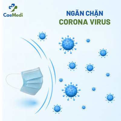 Khẩu trang y tế CAEMEDI 4 lớp Xanh cao cấp, kháng khuẩn, lọc bụi bẩn đạt chuẩn BFE, FDA xuất khẩu Châu Âu - Hộp 50 cái