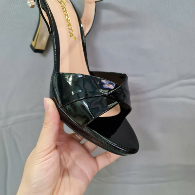 Sandal cao gót nữ quai sau ROSATA RO701 -7p- Đen, Vàng - BKSTORE