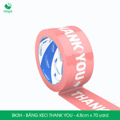 BK3H - 6 Cuộn băng keo in chữ THANK YOU 4.8cm x 70yard băng dính niêm phong hàng dễ vỡ
