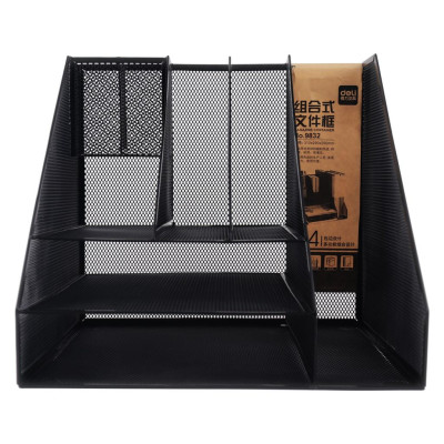 Giá đựng tài liệu 6 ngăn bằng sắt màu đen Deli - thép chống gỉ - 31x29x29cm - 9832