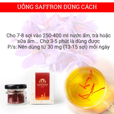 Combo 3 hộp (hộp/1gr) saffron Kingdom Herb, nhụy hoa nghệ tây Iran chính hãng super negin thượng hạng (Tặng táo đỏ Tân Cương 10g, bình nước và nhíp gắp)