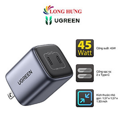 Cốc sạc Ugreen Nexode Mini 2Type-C 45W GaN/PD/PPS CD294 90572 - Hàng chính hãng
