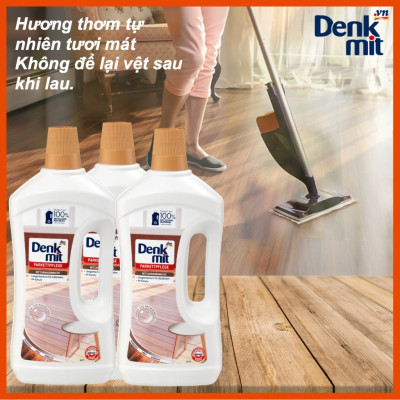Nước lau sàn gỗ Denkmit Đức 1 lít sạch bóng, Đuổi côn trùng, Bảo vệ sàn gỗ bền đẹp