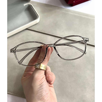 Kính gọng nhựa dẻo siêu bền Hàn Quốc dáng mắt bầu màu xám trong cao cấp