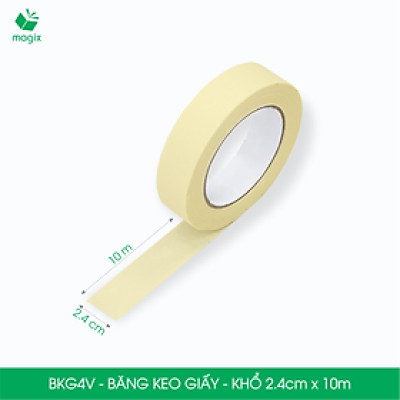 BKG4V - Block 6 cuộn băng keo giấy khổ 2.4cm x 10m - Băng dính giấy viết được, chặn màu sơn
