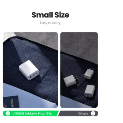 Củ sạc nhanh 2 cổng USB-C + 1 cổng USB-A 65W Ugreen 90495 - Hàng chính hãng