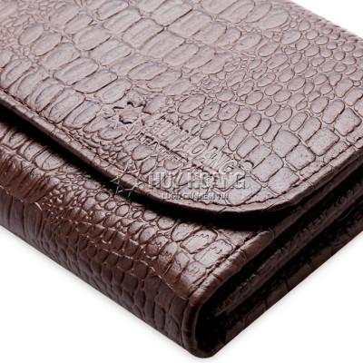 Bóp nữ vân cá sấu Huy Hoàng bấm nút màu da, đen, nâu HT3108-09-10 