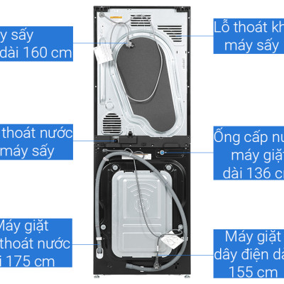WT1410NHB - Tháp giặt sấy compact với bộ điều khiển trung tâm WT1410NHB - Hàng chính hãng (chỉ giao HCM)