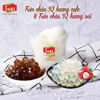 Combo Trân châu 3Q hương vải Yoki và Trân châu 3Q hương cafe Yoki