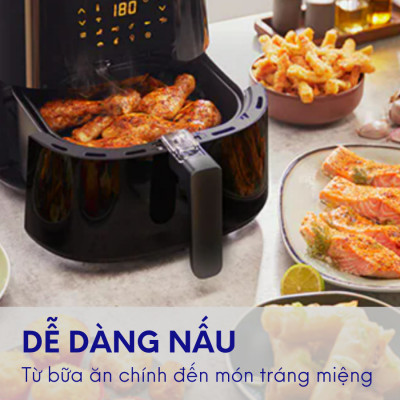Nồi chiên không dầu Philips 4.2L NA220, chiên đến 0.6kg thực phẩm, bảo hành 2 năm | Hàng chính hãng