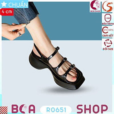 Xăng đan bánh mì nữ đế cao su mềm cao gót 4 phân RO651 ROSATA tại BCASHOP thiết kế năng động, trẻ trung và tôn dáng cực