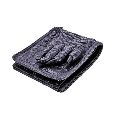 HJ2716-17-18-19 - Ví nam Huy Hoàng da cá sấu đan viền gù chân màu đen, nâu đất, nâu đỏ, vàng bò