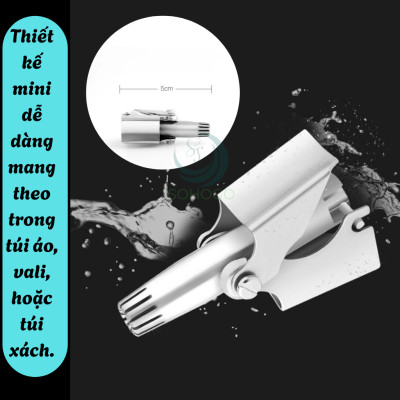 Dụng cụ cắt tỉa lông mũi bằng thép không gỉ kèm hộp đựng và chổi vệ sinh-Kéo tỉa lông mũi cơ học mini- Dụng cụ tỉa lông mũi không cần pin- Dụng cụ cắt lông mũi inox tiện lợi