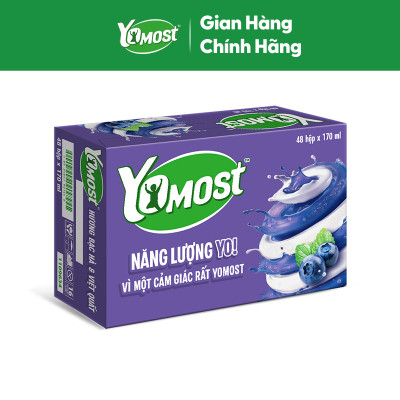 Thùng 48 Hộp Sữa Chua Lên Men Tự Nhiên Yomost Bạc Hà - Việt Quất (170ml/Hộp)