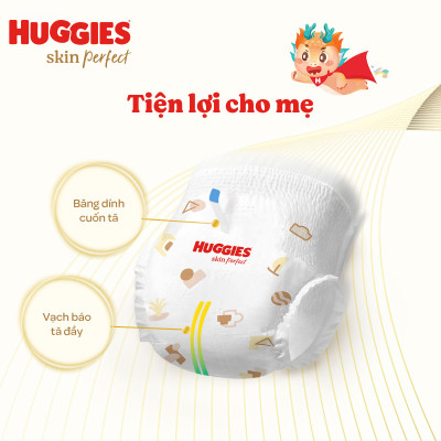 Tã quần Huggies Skin Perfect Mega Jumbo L88+4 miếng với 2 vùng thấm giảm kích ứng da