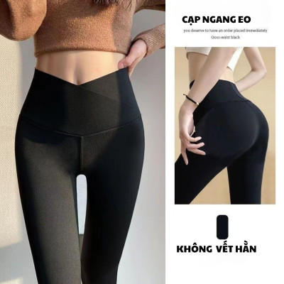 Quần Legging Cạp Cao Chéo Lót Lông Mùa Đông Nâng Ôm Mông Dấu Bụng được may bang tay Hàng Loại 1 KALAA
