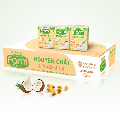 Thùng Sữa Đậu Nành Vinasoy Fami Nguyên Chất Vị Sữa Dừa (200ml x 36 Hộp)