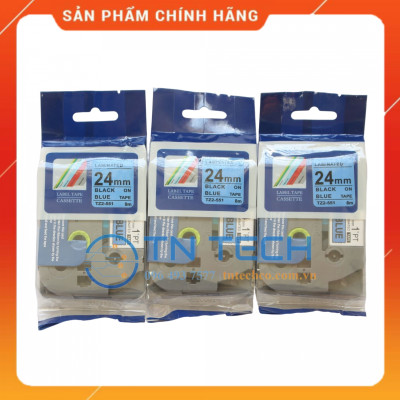Nhãn In Tz2-551 - Đen nền dương 24mm x 8m - Dùng cho máy in BROTHER - AIMO - PUTY [Hàng Nhập Khẩu]