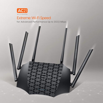 Bộ phát wifi băng tần kép AC2100 Tenda AC21 - Router wifi 2 băng tần tốc độ cao 2100Mbps 4x4 MU-MIMO - HÀNG CHÍNH HÃNG