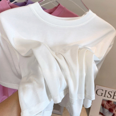 Áo phông crop top dáng ngắn lửng màu trắng siêu mát cho nữ