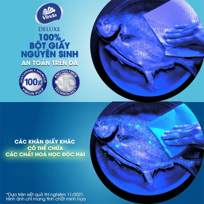 [MUA 1 THÙNG KHĂN BẾP CUỘN TẶNG 1 LỐC KHĂN RÚT SIZE M + ẤM TRÀ] Khăn giấy bếp đa năng siêu thấm Vinda Deluxe (6 Cuộn)