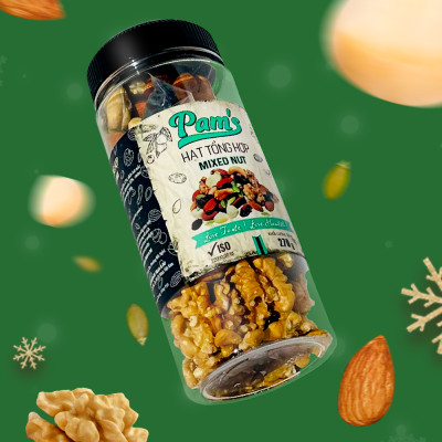 Hạt Dinh Dưỡng Tổng Hợp Mix 6 Loại Macca, Hạnh Nhân, Hạt Điều, Nhân Hạt Óc Chó, Hạt Bí, Nho Úc Pams