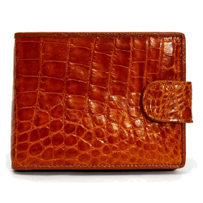 HJ2218 - Bóp nam Huy Hoàng da cá sấu nút bấm màu vàng