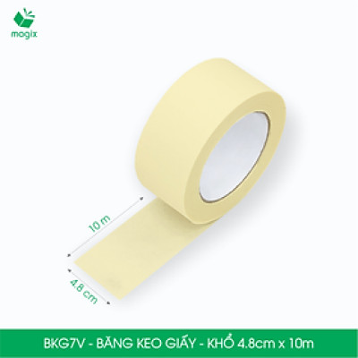 BKG7V - Block 3 cuộn băng keo giấy khổ 4.8cm x 10m - Băng dính giấy viết được, chặn màu sơn