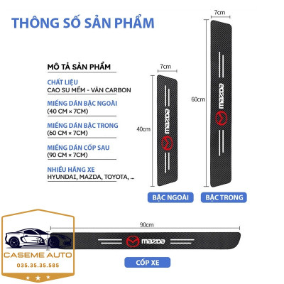 [KIA] Bộ 9 Miếng Dán Vân Carbon Chống Trầy Xước Bậc Cửa Ô Tô Dành Cho Hãng Xe KIA - Hàng Chính Hãng