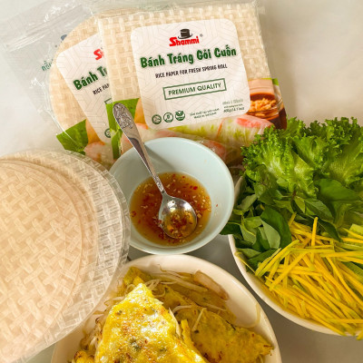 Combo 5 Bánh tráng gỏi cuốn Shammi tròn size 22cm túi 200g (Bánh tráng cuốn xuất khẩu)
