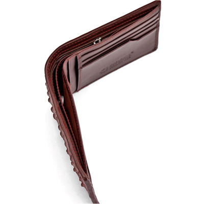 HJ2211 - Bóp nam Huy Hoàng da cá sấu gai lưng màu nâu đỏ