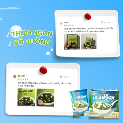 Canh rong biển ăn liền hộp 10 gói canh không bột ngọt nấu canh cho bé TÂM MINH FOODS