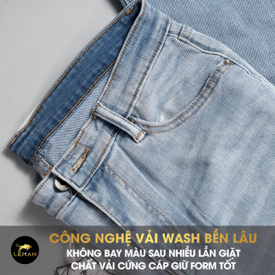 Quần Jean nam Leman xanh trơn JD05 - Slim Form