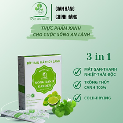 Nông Xanh Garden Bột Rau Má Thủy Canh Nguyên Chất Hộp 15 gói (3gr/1 gói) hòa tan uống liền, không đường, thanh nhiệt