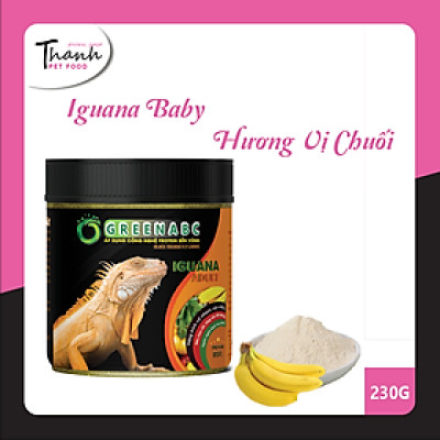 Thức ăn bò sát Iguana Trưởng Thành nhãn GREENABC vị chuối dùng cho Iguana từ 1m trở lên – Gai bung, gù cao, dáng đẹp, lên màu tươi - Hộp 230g