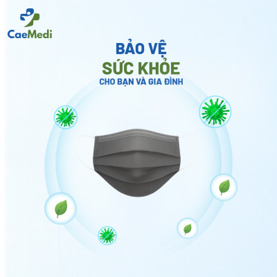 COMBO 5 Hộp Khẩu trang y tế CAEMEDI 4 lớp Than Hoạt Tính, kháng khuẩn, lọc bụi bẩn chuẩn BFE, FDA - Hộp 50 Cái