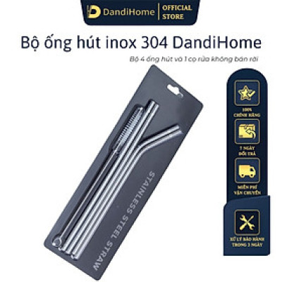 Bộ 4 ống hút Inox 304 kèm cọ rửa DandiHome