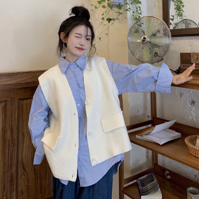 Áo Dệt Kim Gile Len Cổ V Không Tay Cao Cấp Cho Nữ