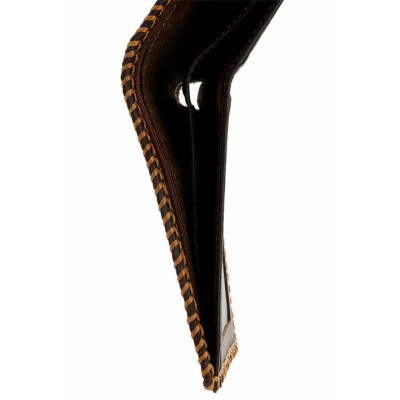 HJ2136 - Bóp nam Huy Hoàng đan viền màu nâu