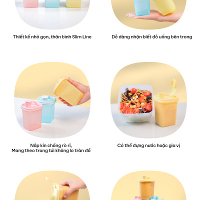 Bộ 3 bình đựng nước Tupperware Slim Line Mini 350ml