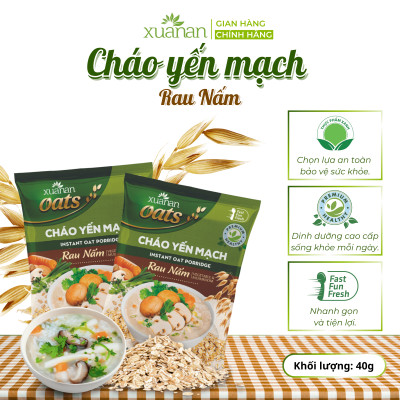 Thùng 30 Gói Cháo Yến Mạch Rau Nấm Xuân An 40G [chay dùng được] (Tặng Kèm 5 Gói)