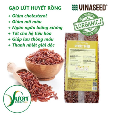 Gạo huyết rồng Phúc Thọ 1kg gạo lứt đỏ chính hãng Vinaseed gạo tươi sạch nấu ăn kiêng thực dưỡng trà gạo rang - Vườn Đặc Sản