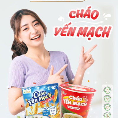 Thùng 24 ly cháo yến mạch dưỡng sinh ăn liền Tâm Minh (24 ly x 43 gam)