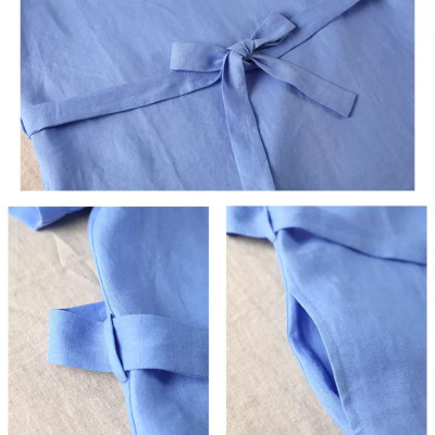 Đầm suông nữ - váy suông trơn cổ tròn dáng rộng ngắn tay, kèm đai eo rời, chất linen mát Haint Boutique Da209