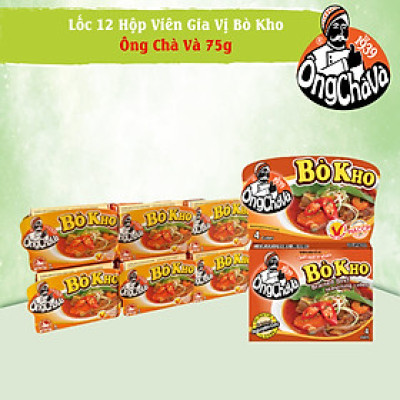 Lốc 12 Hộp Viên Gia Vị Bò Kho Ông Chà Và 75gram (Braised Beef Broth Cubes)