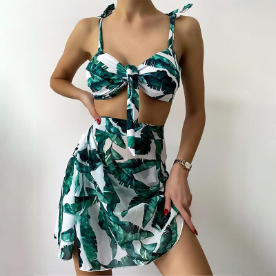 Đồ bơi áo tắm bikini hai dây chân váy hoạ tiết mới áo gọng che khuyết điểm nâng ngực đi biển đẹp