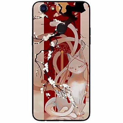 Ốp lưng in cho Oppo F5 Mẫu Mèo Cành Hoa Đào