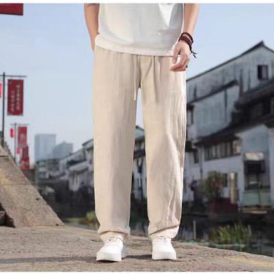 Quần dài nam dáng suông basic, thiết kế khuy khóa trước kèm dây rút và bản lưng chu phía sau, thời thượng, phong cách